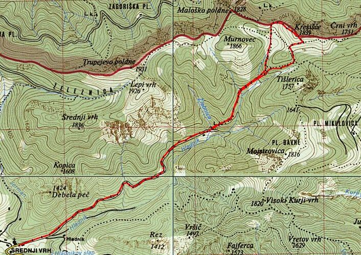 Trip1 Srednji vrh-Kresišče-Srednji vrh